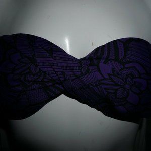 New Skye Swimwear Purple/Black Twist Bandeau Top size S